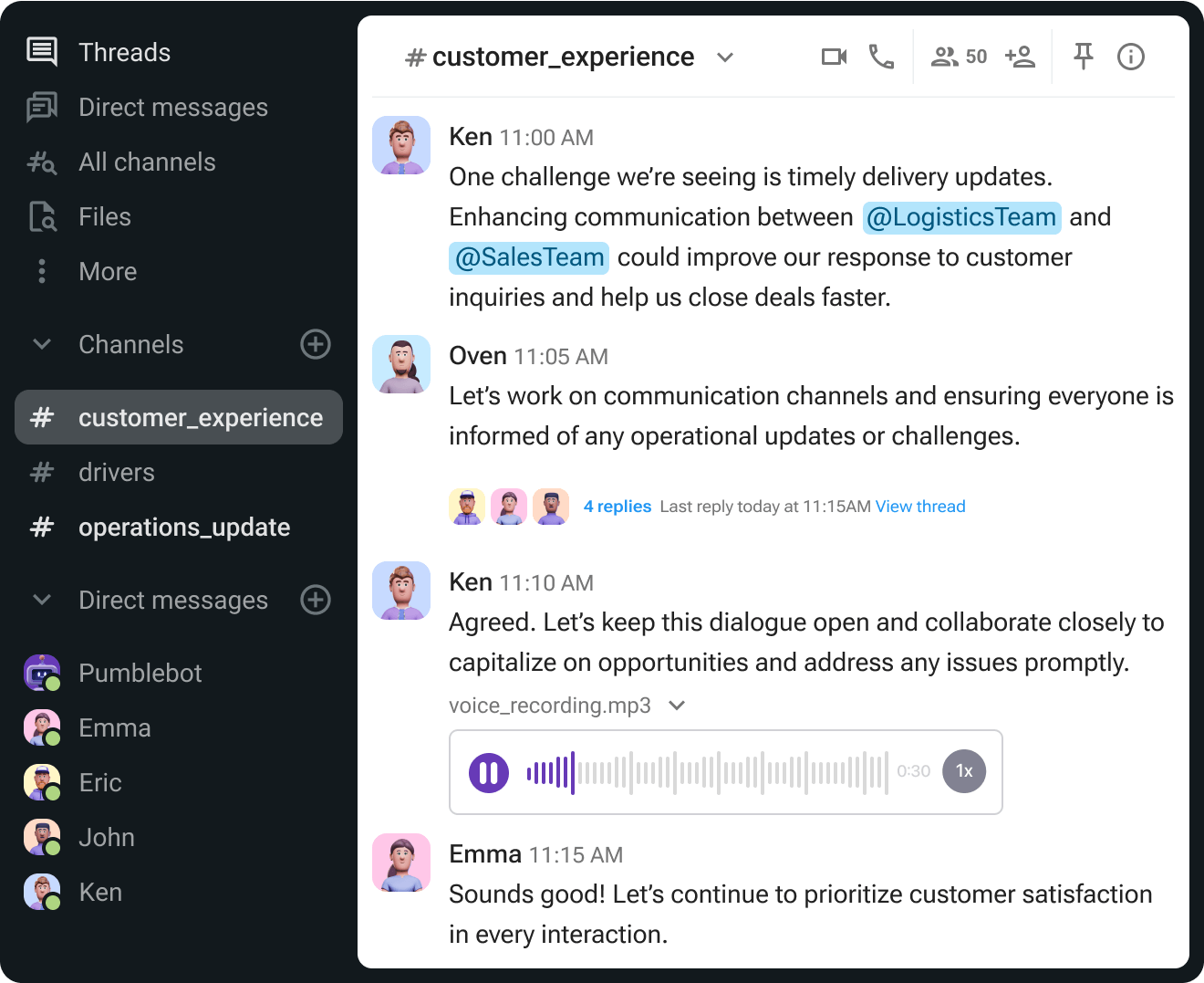 Organize your team communication in channels in Pumble