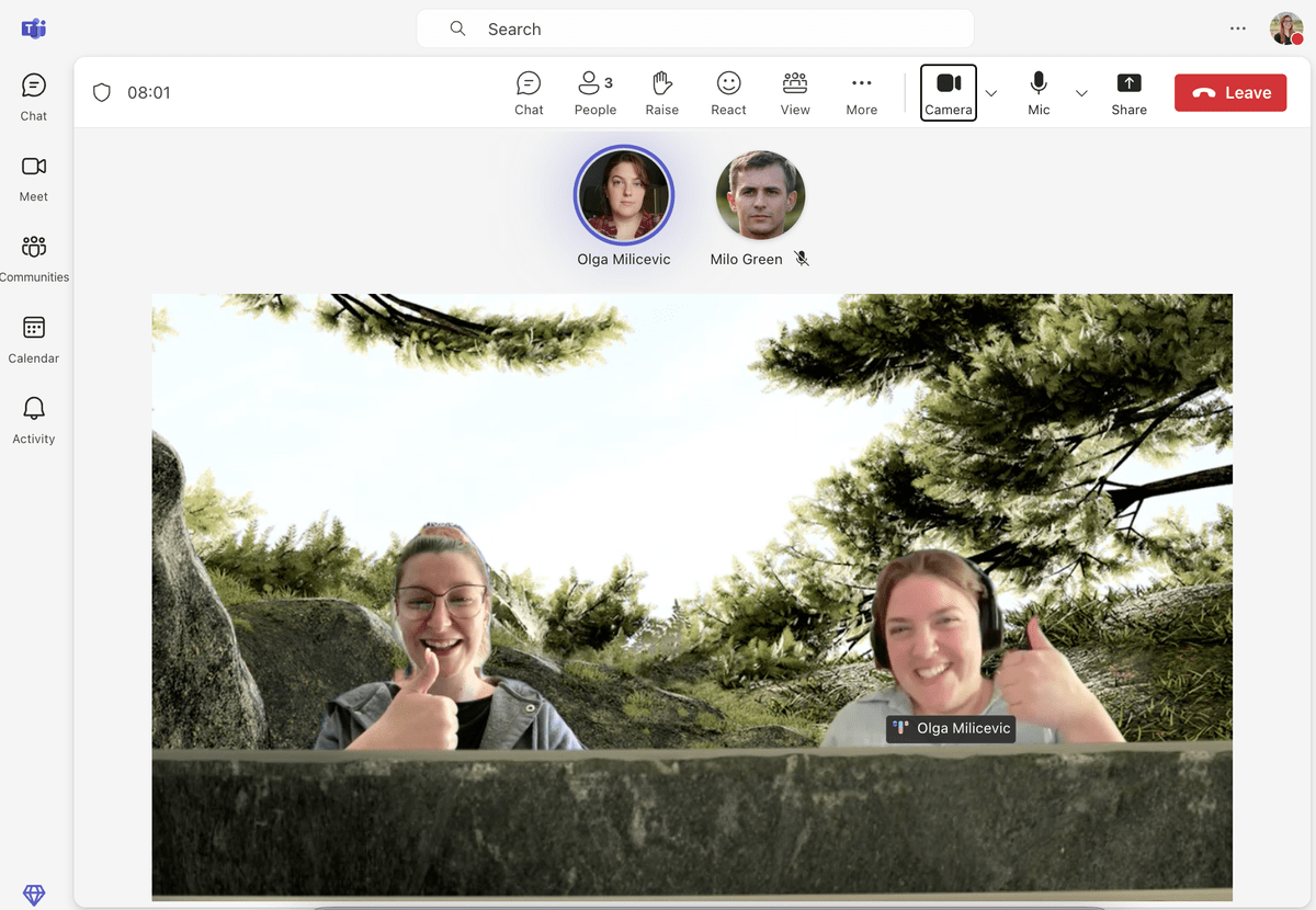 A preview of the Together Mode with the free version of Teams
