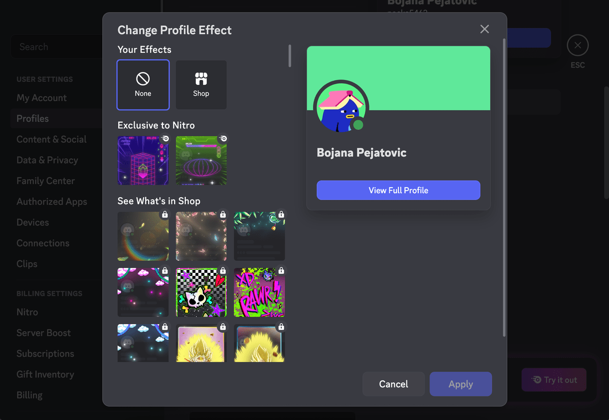 You can change your profile’s look, but only if you upgrade to Nitro or Nitro Basic plan