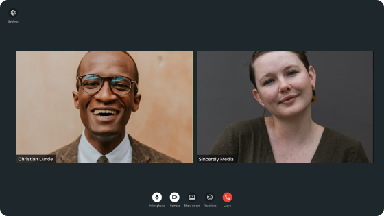 A video call in Pumble, a video conferencing app