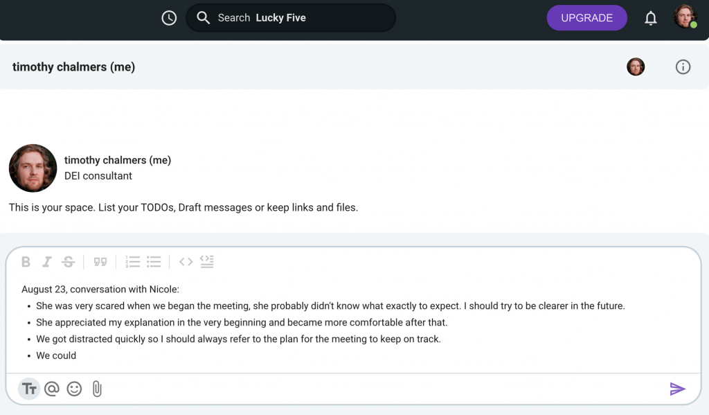 You can take notes in Pumble by drafting a message to yourself