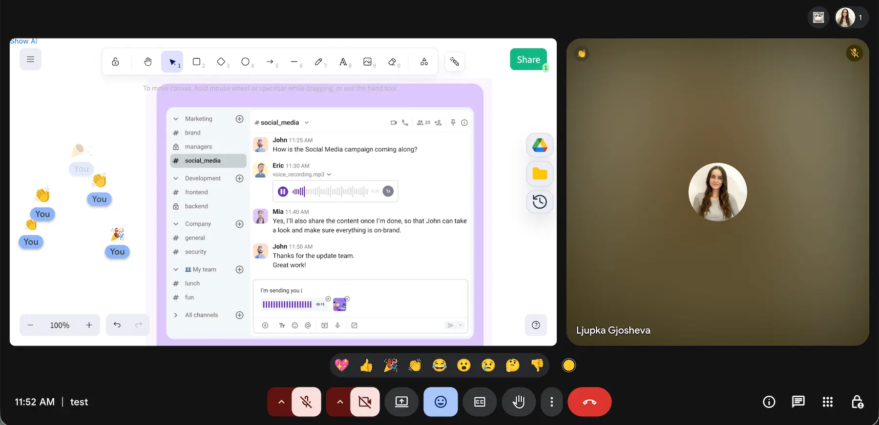 Collaborate with whiteboards and reactions in Google Meet