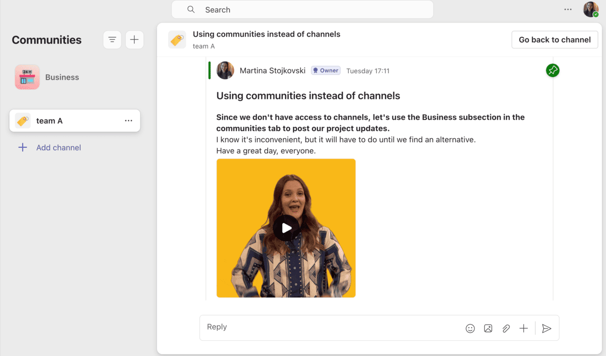 Create channels within communities in Microsoft Teams