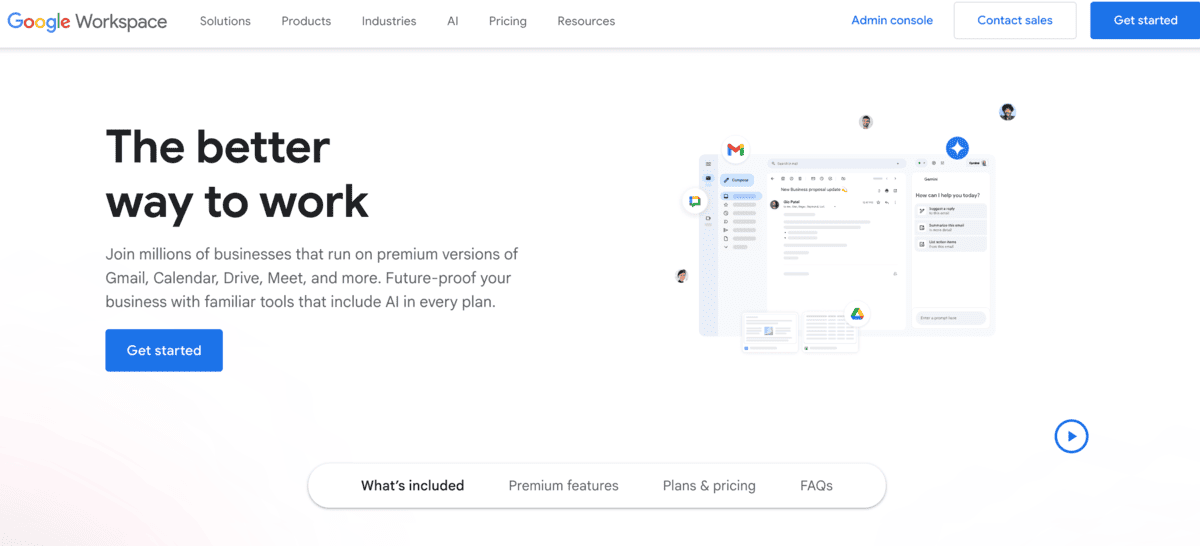 Google Workspace homepage