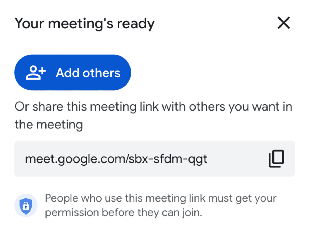 Invite people to Google Meet via a shareable link