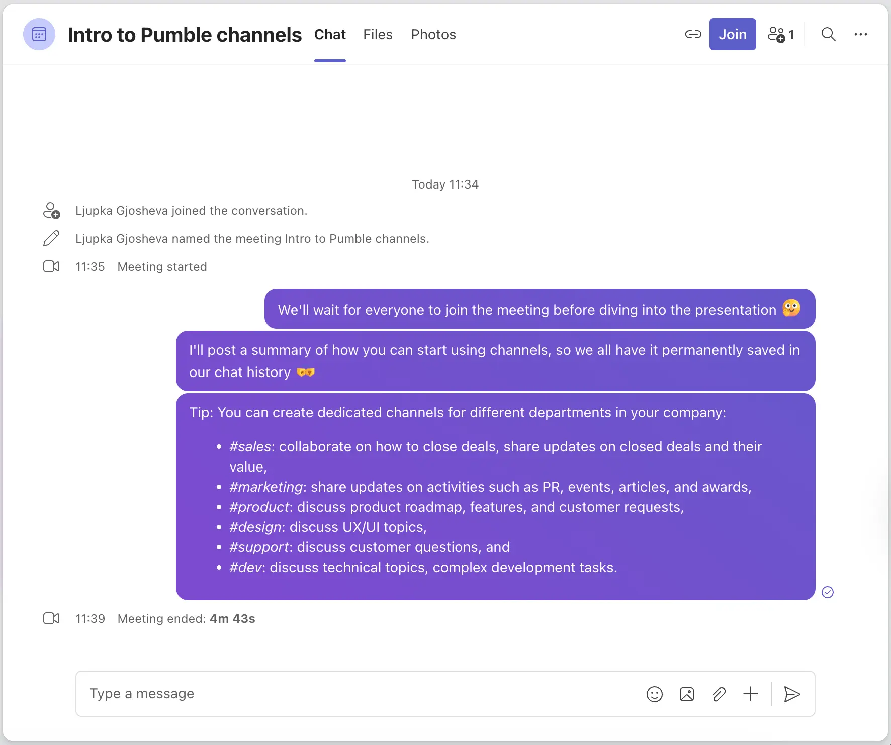 Preserve in-meeting messages as team chats in Microsoft Teams