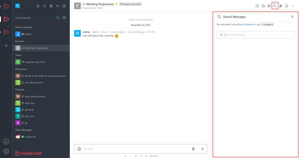 Rocket Chat search