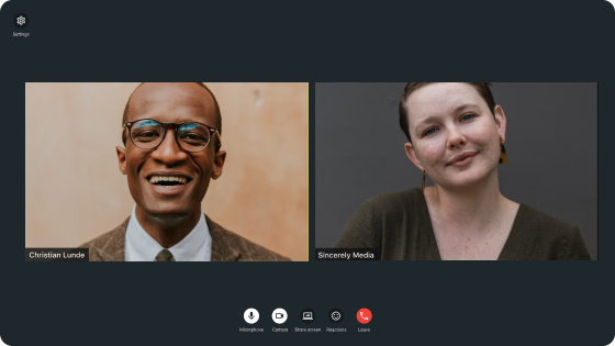 A video call in Pumble, a video conferencing app 