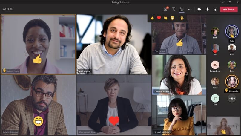 Emoji reactions in Microsoft Teams