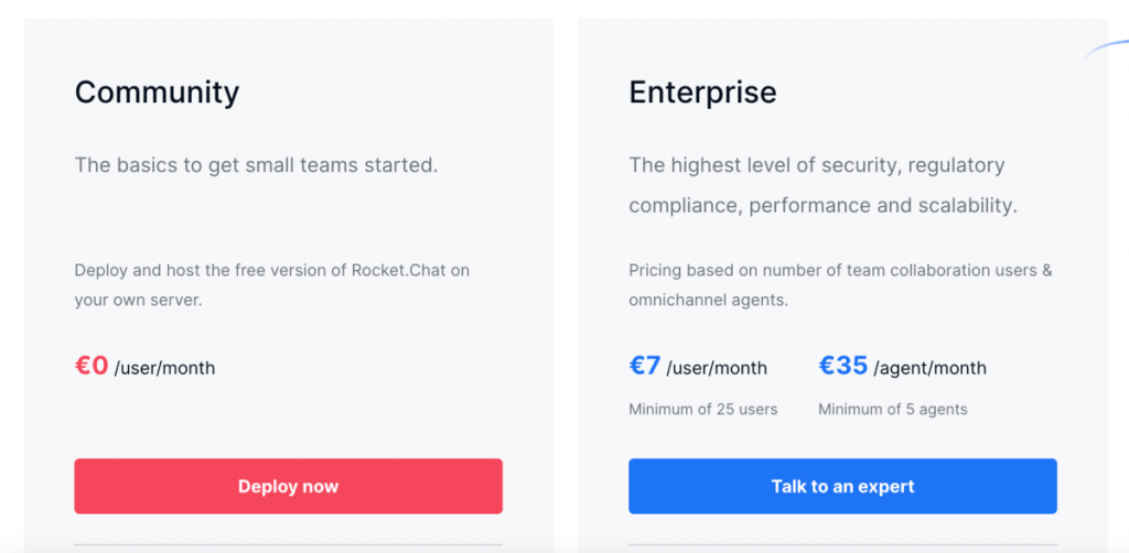 Rocket.Chat pricing plan