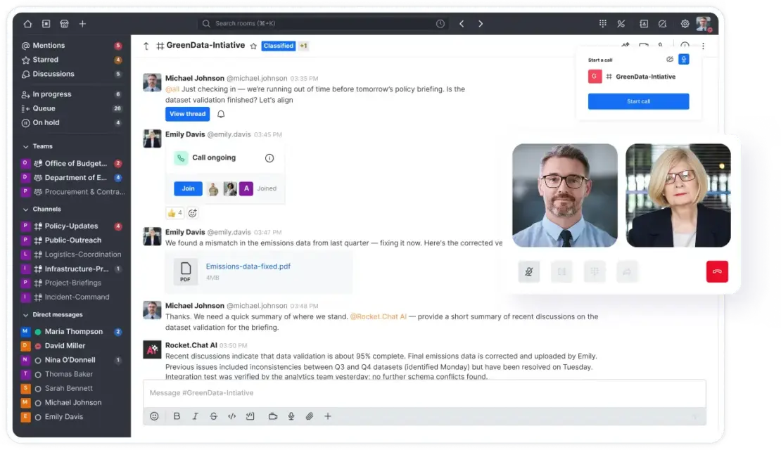Rocket.Chat interface