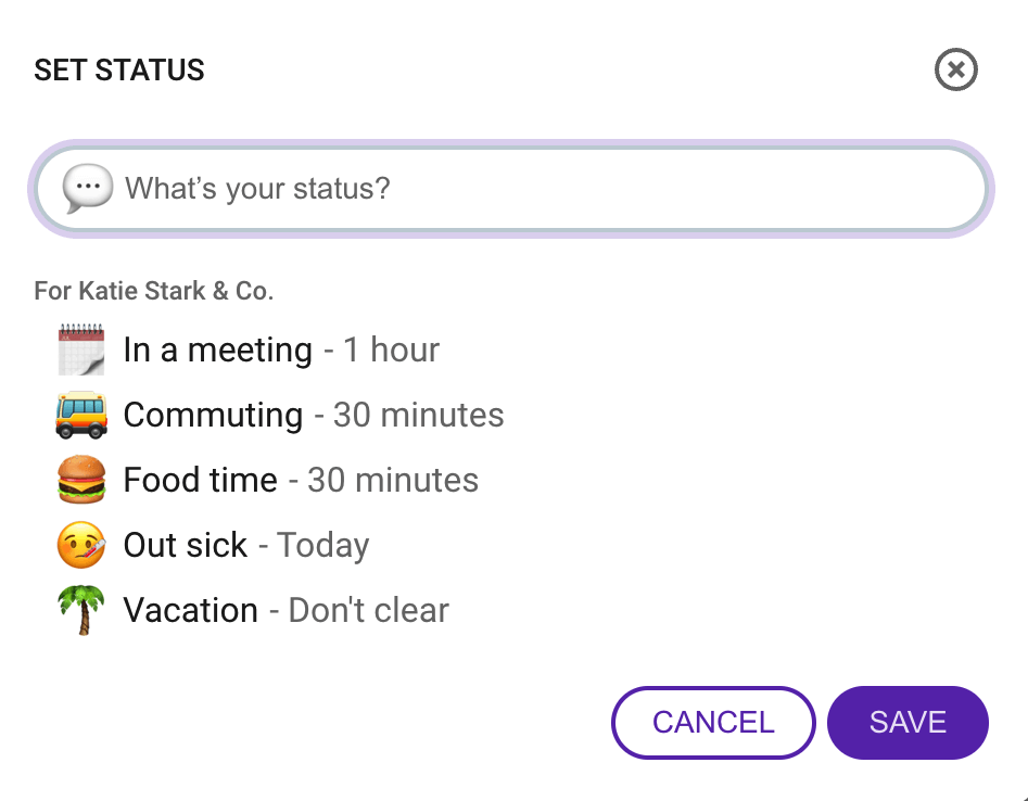 Setting your status in Pumble (business messaging app)
