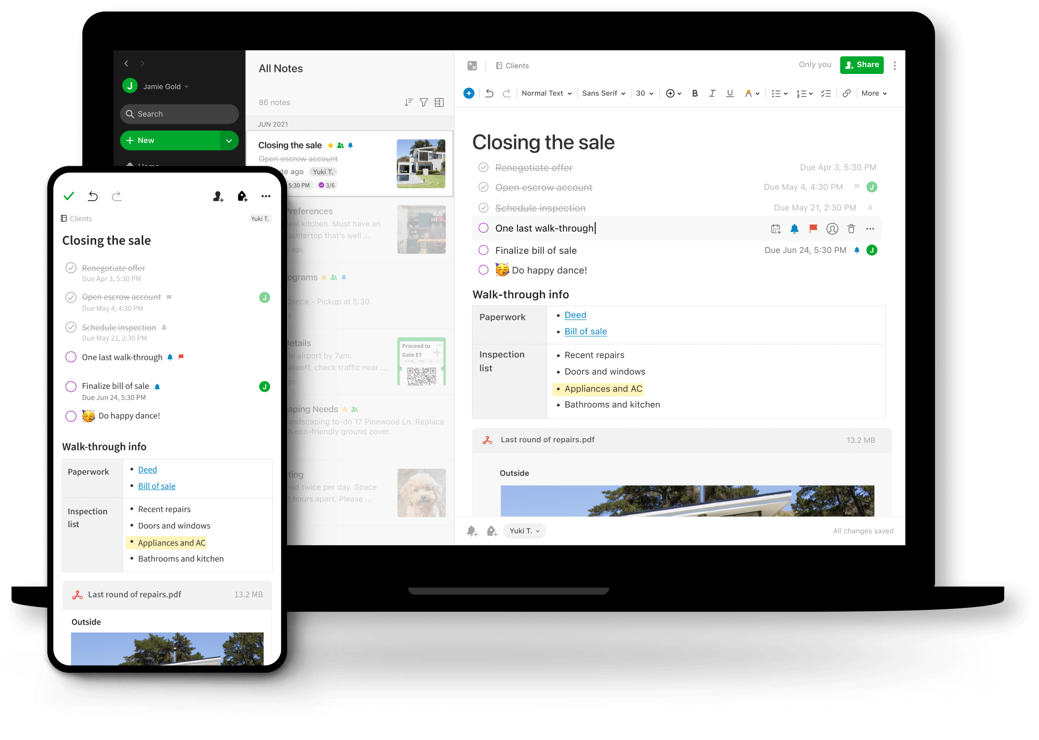 Evernote is available both as a web app and a mobile app