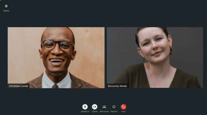 A video call in Pumble, a chat and collaboration app for teams 