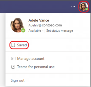 Saving a message in Teams 