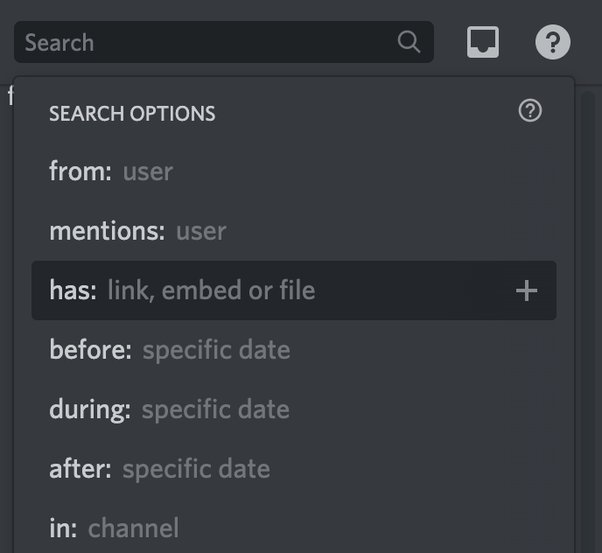 Discord search options