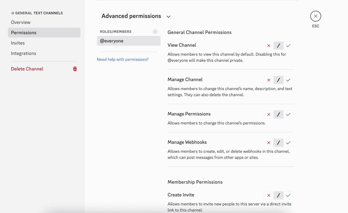 Discord’s channel permissions