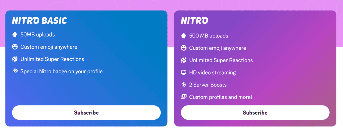 Discord’s paid plans