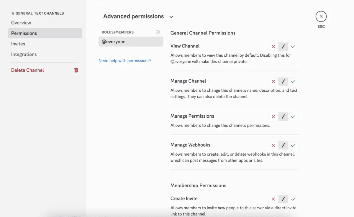 Discord’s channel permissions