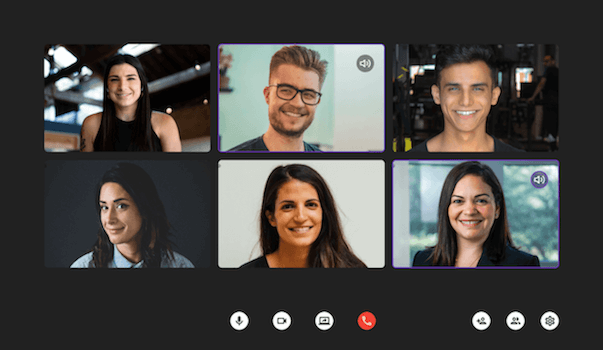 Team video call in Pumble, a team communication app