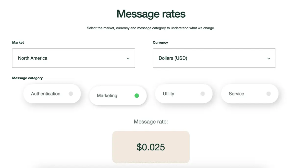 The WhatsApp Business API pricing calculator