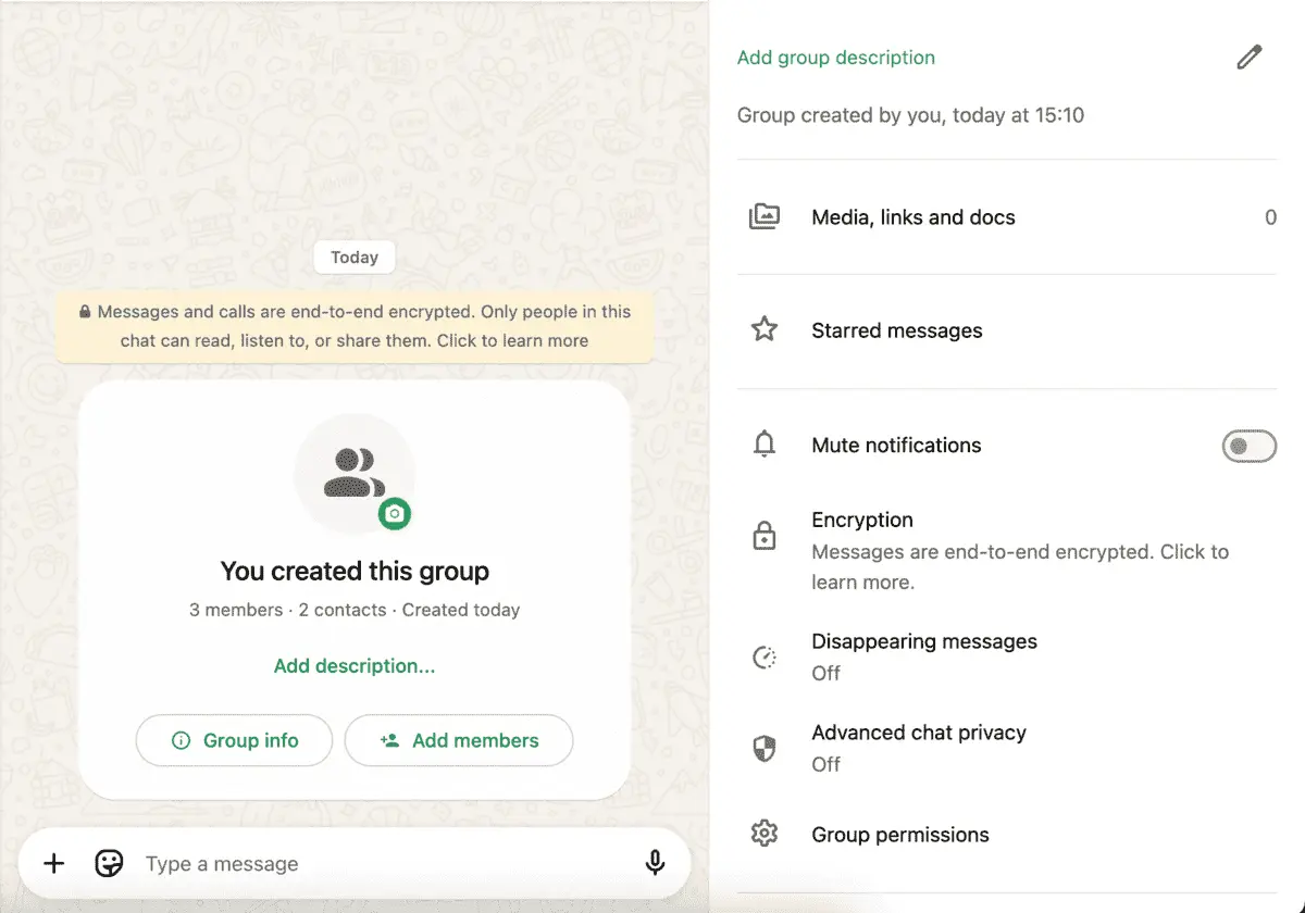 WhatsApp group options