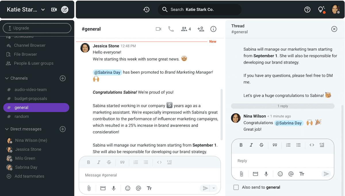 Threads will keep conversations in channels structured and easier to follow 
