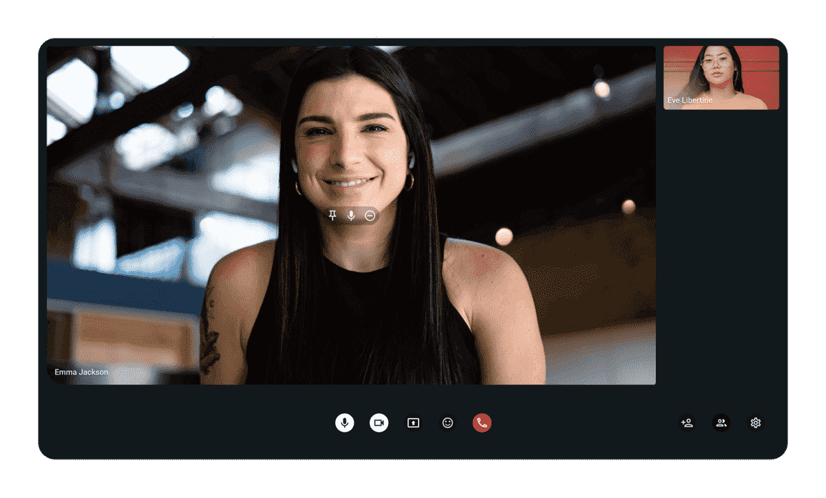 Body language in a video call on Pumble, a business communication app