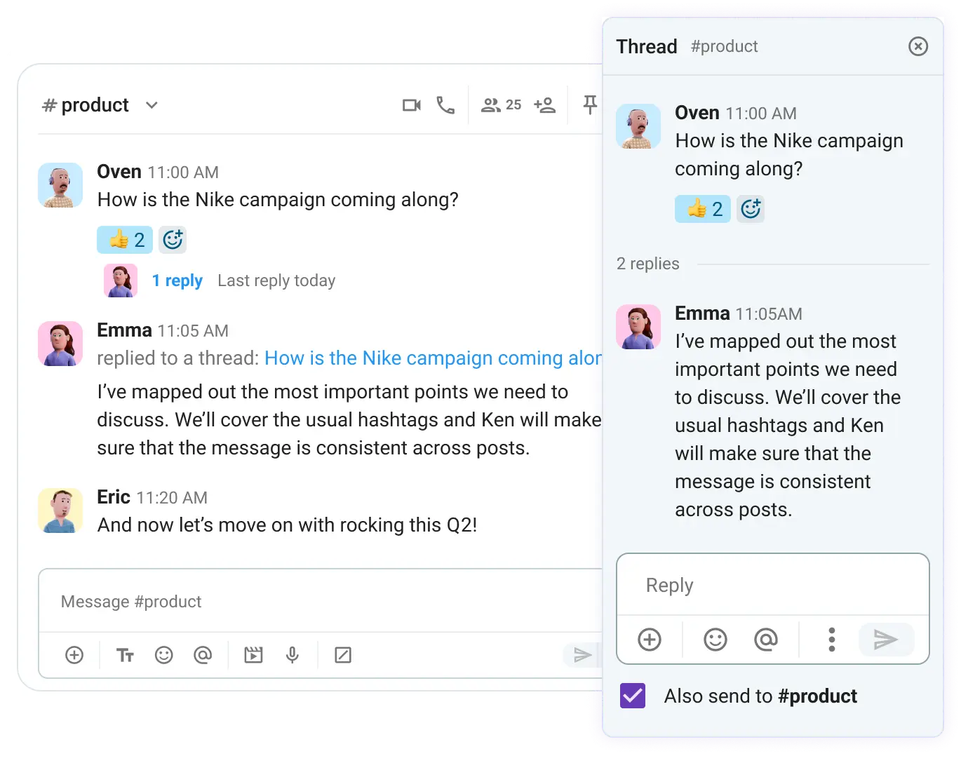 Organize feedback with Pumble’s Threads
