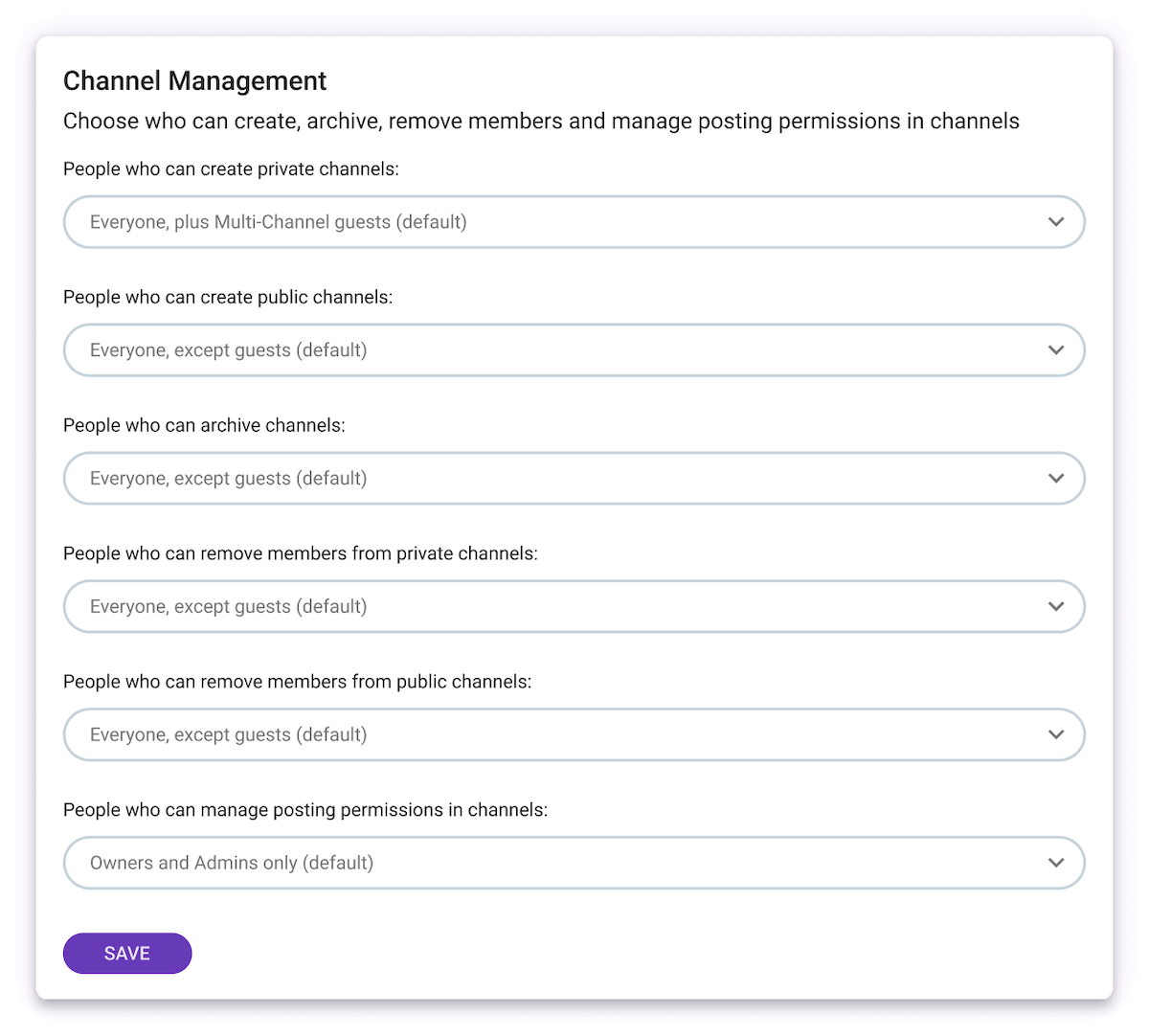 Pumble channel roles and permissions