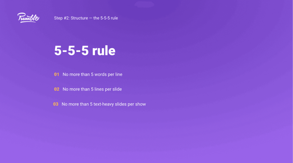 Step #2: Structure - 5-5-5 rule 

