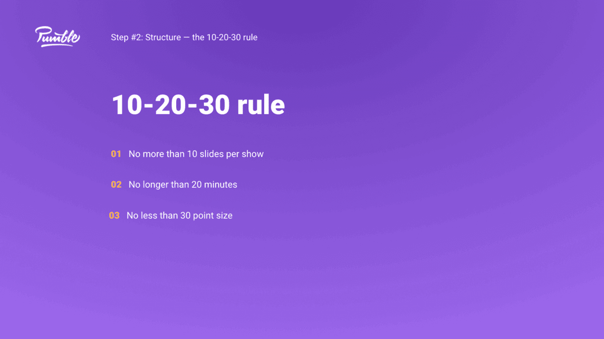 Step #2: Structure - 10-20-30 rule