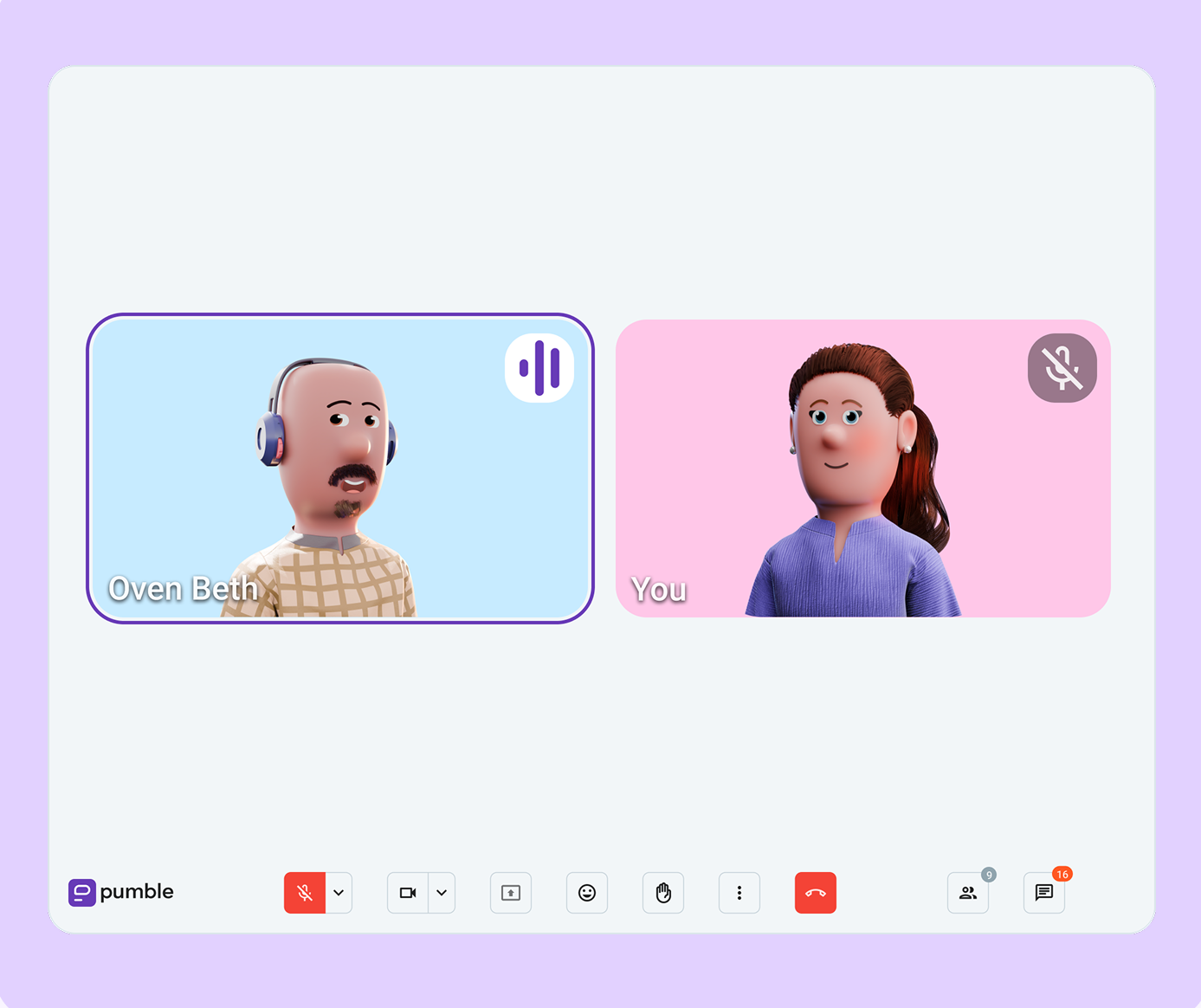 One-on-one meeting in Pumble, a team collaboration app