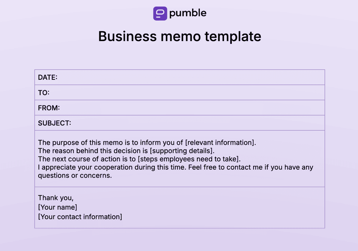 Business memo template
