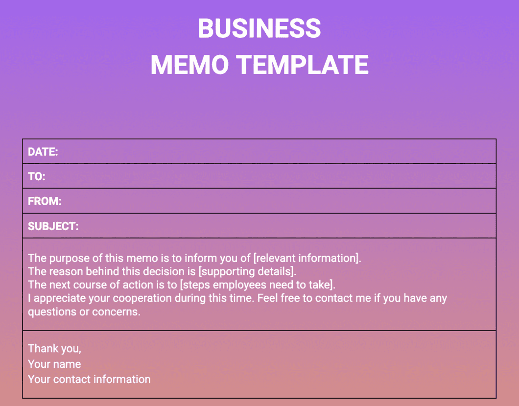 Business memo template