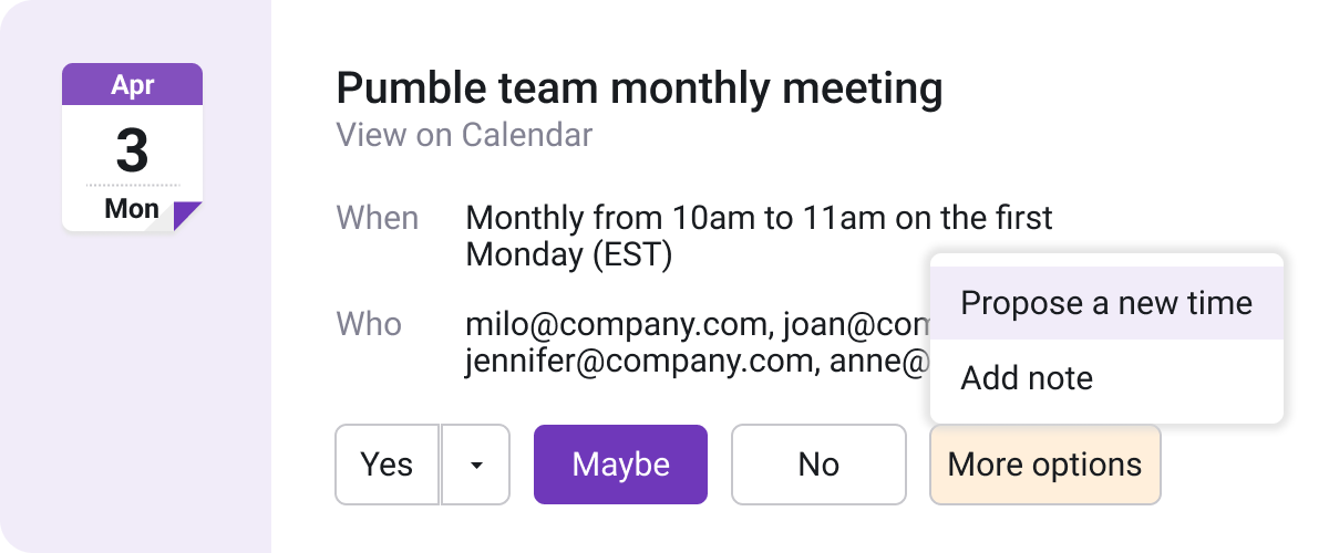 An example of what a calendar invite might look like
