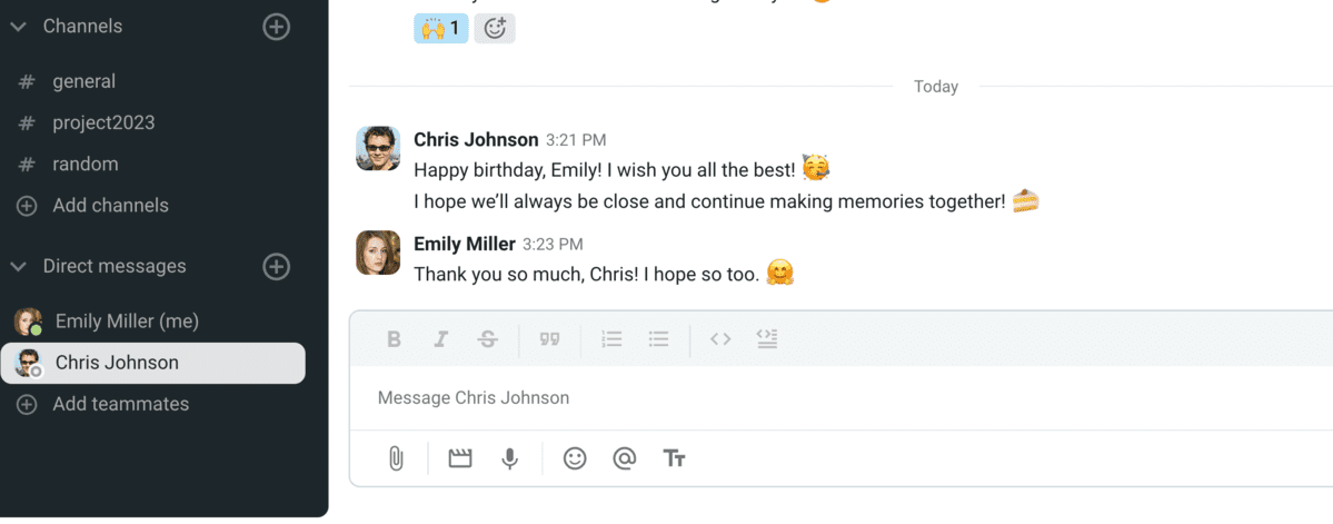Birthday wishes for a coworker you're friends with Pumble examples