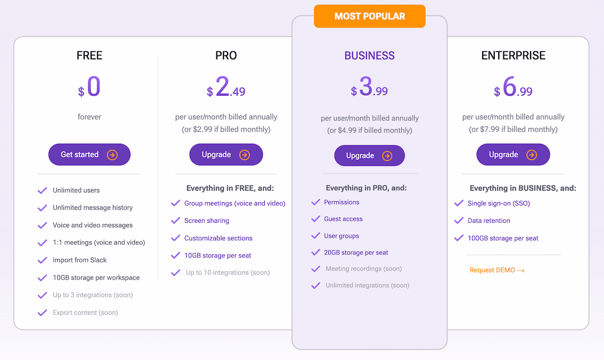 Mustard has praised Pumble's moderate prices