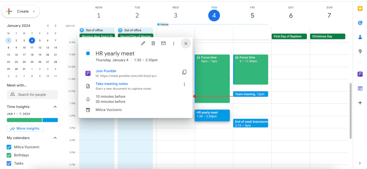Join a Pumble meeting directly from your calendar
