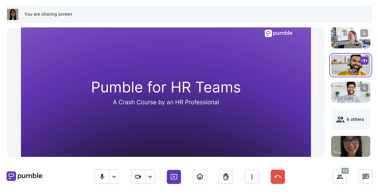 A video call in Pumble