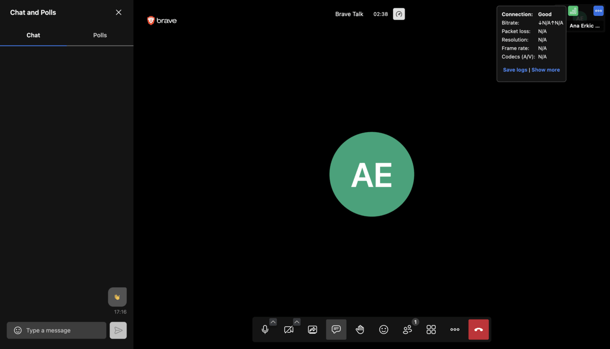 Brave Talk interface