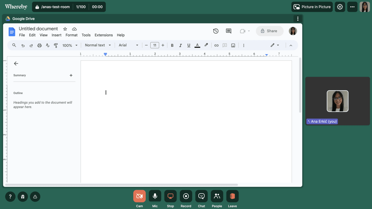 Document sharing in Whereby