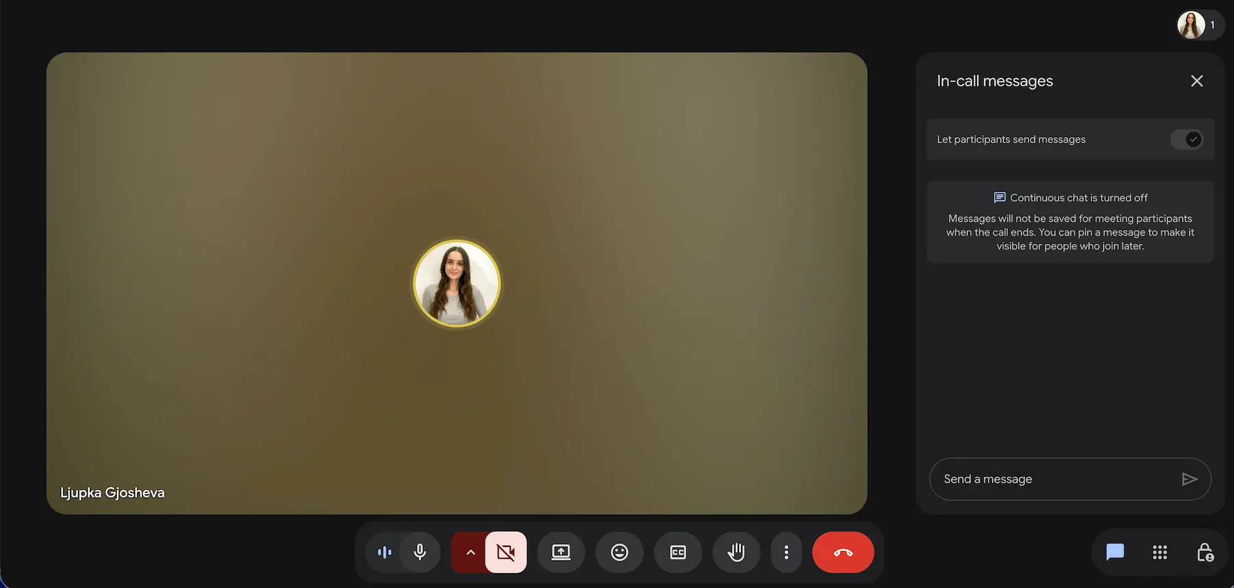 In-call chat in Google Meet
