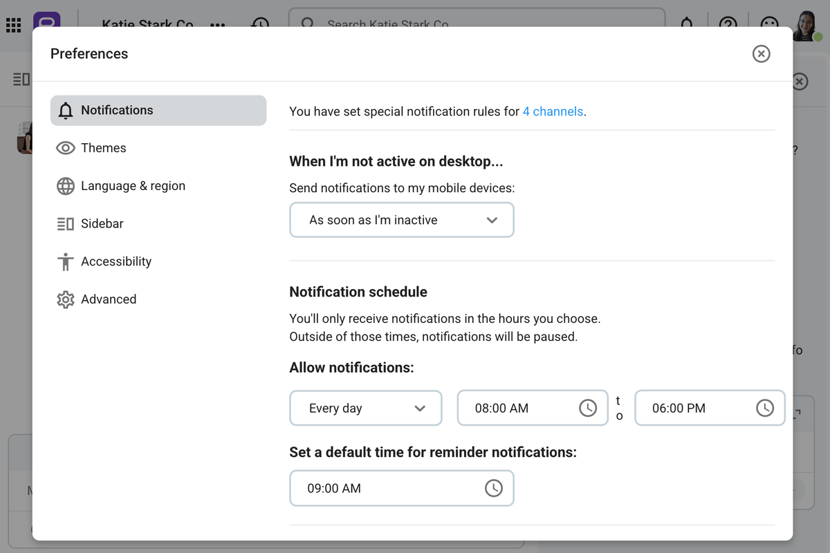 Make a customized notification schedule in Pumble