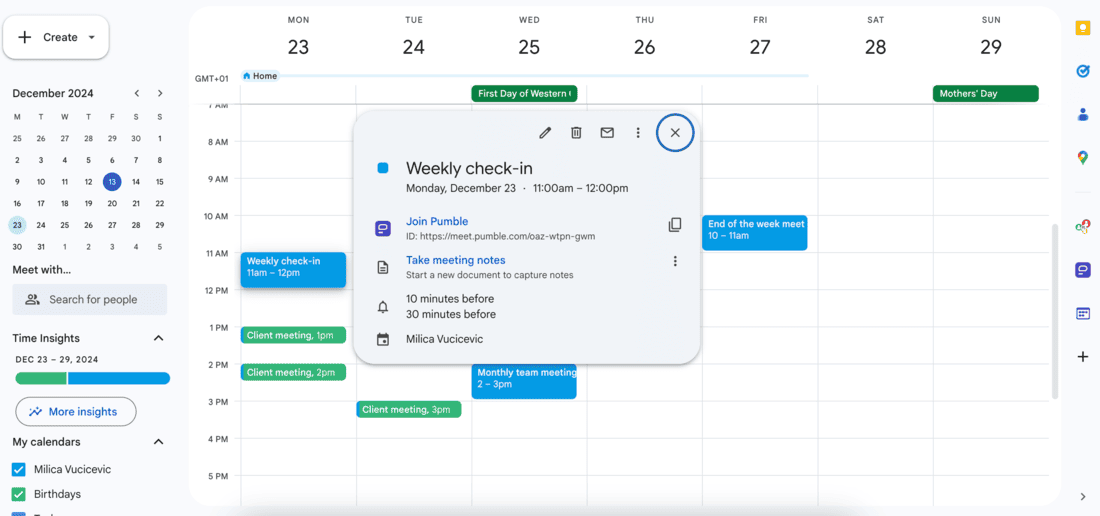 Join a Pumble meeting directly from your calendar