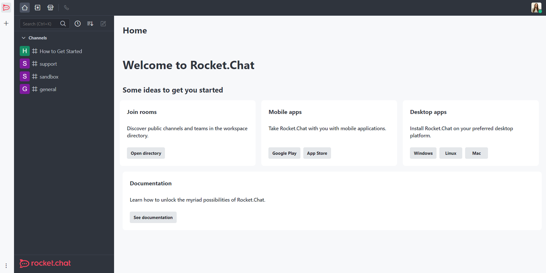 Rocket.Chat interface