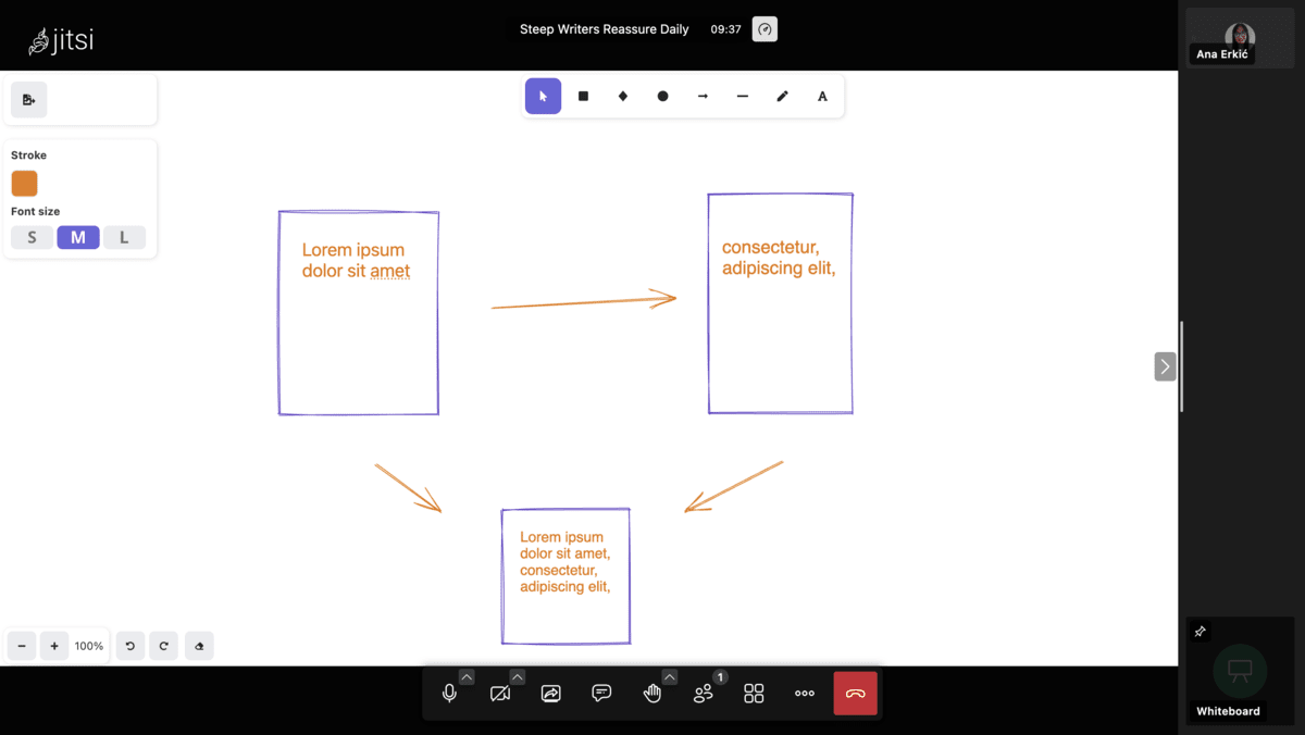 Whiteboard in Jitsi Meet