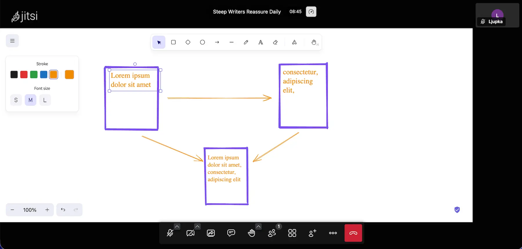 Whiteboard in Jitsi Meet
