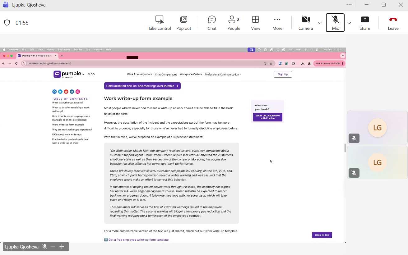 Screen sharing using Microsoft Teams