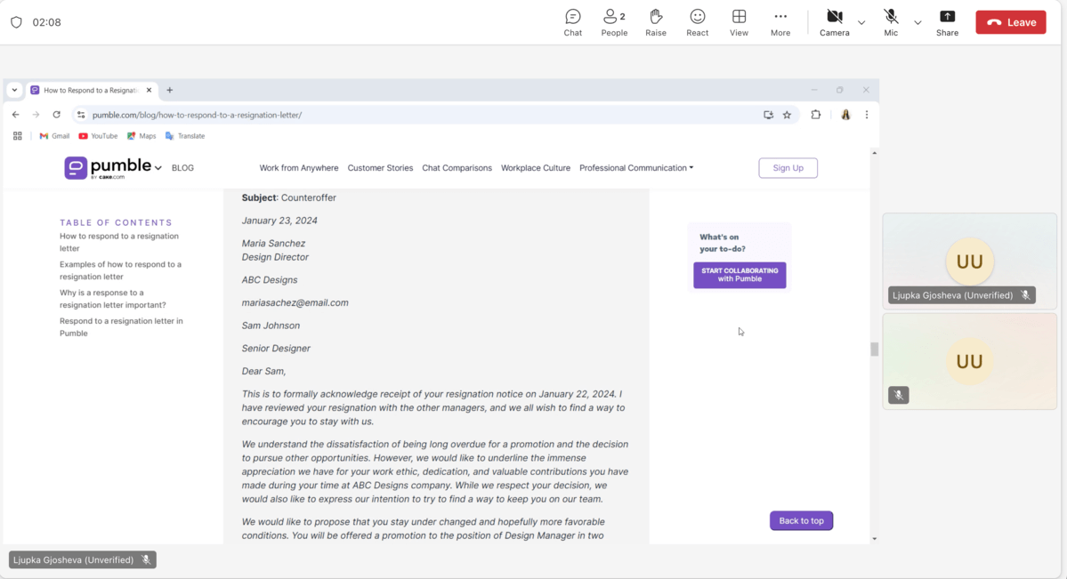 Screen sharing using Microsoft Teams
